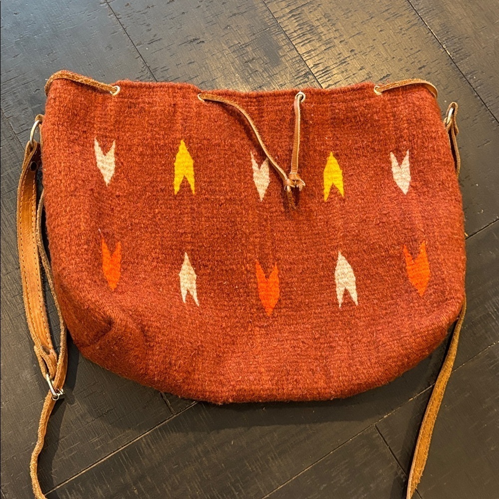 Handmade Wool Kilim Boho Western Leather Shoulder Strap Crossbody Bag Purse